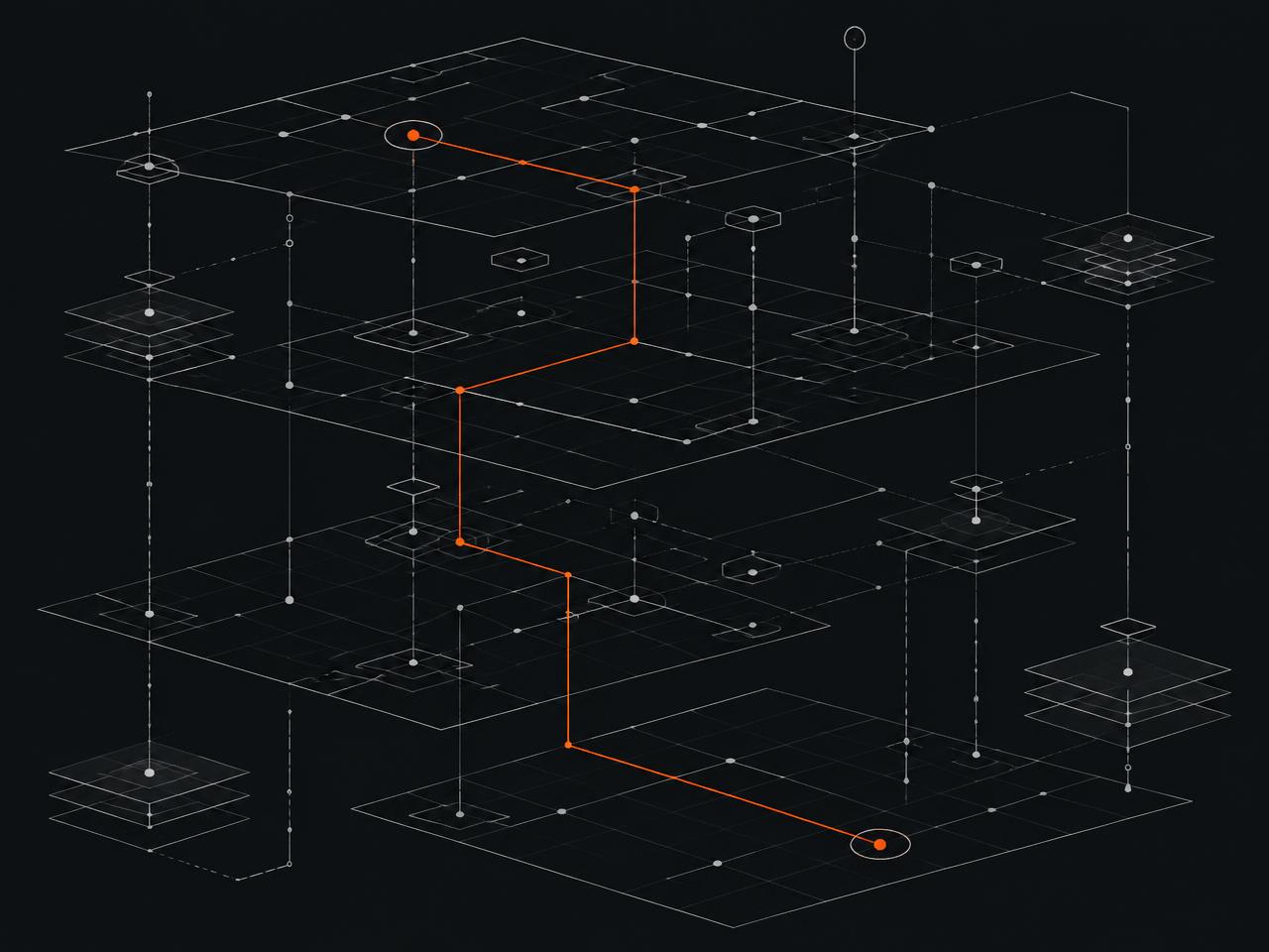 Diagrama técnico de camadas, nós e fluxos de informação